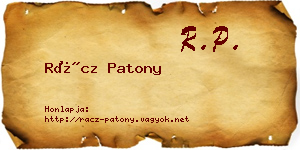 Rácz Patony névjegykártya